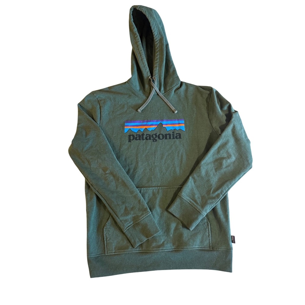 Patagonia‎ P-6 Logo Uprisal Hoodie Mens Medium Green Recycled Sweatshirt